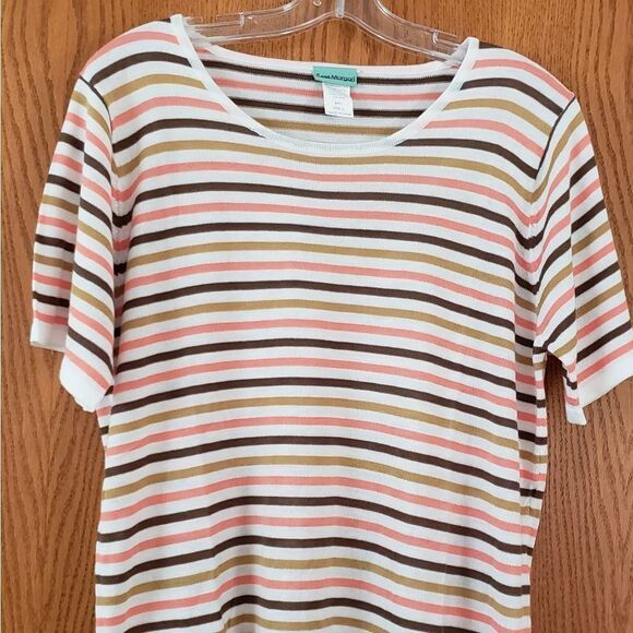 Pretty Sara Morgan Striped Top Sz L - Picture 1 of 3
